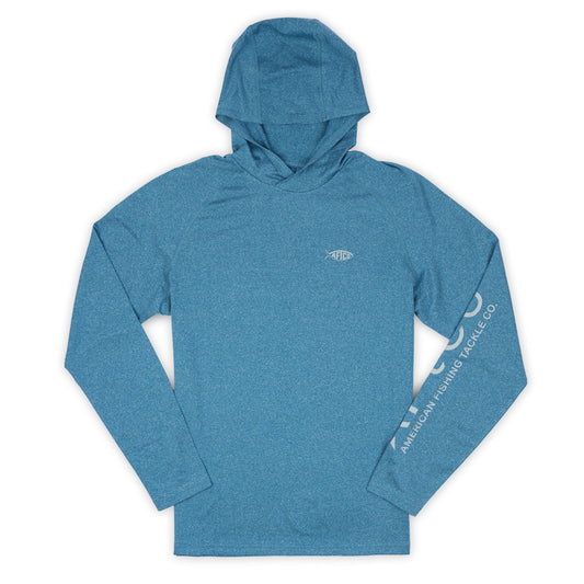 AFTCO Samurai LS Hoodie Tee - Corsair Heather Blue