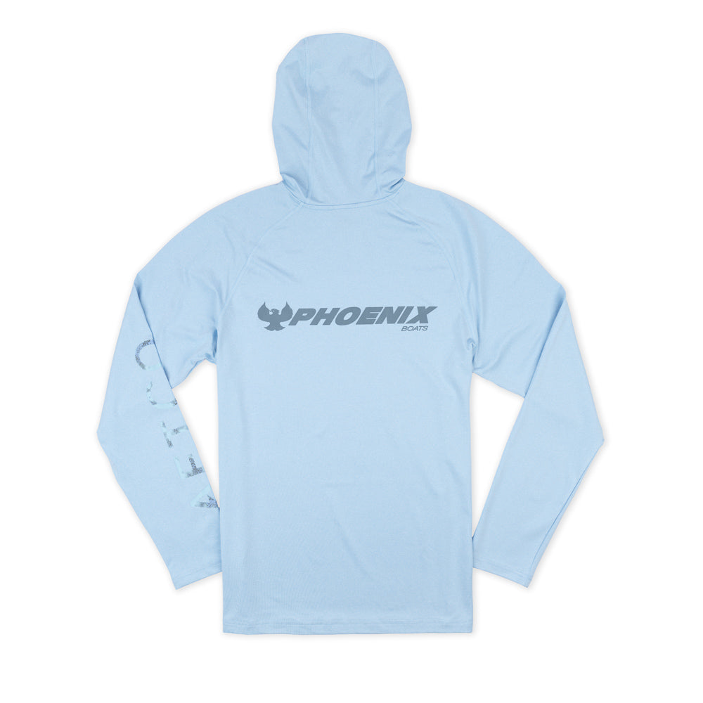 AFTCO Samurai LS Hoodie Tee - Airy Blue Heather