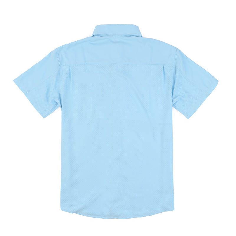 HUK Tide Point SS Button Down Shirt - Crystal Blue