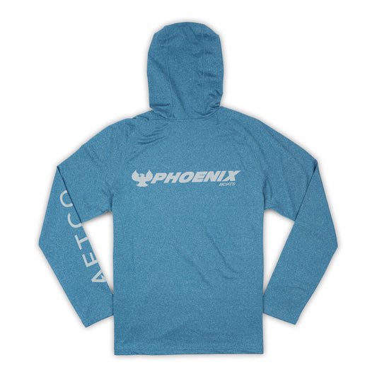 AFTCO Samurai LS Hoodie Tee - Corsair Heather Blue