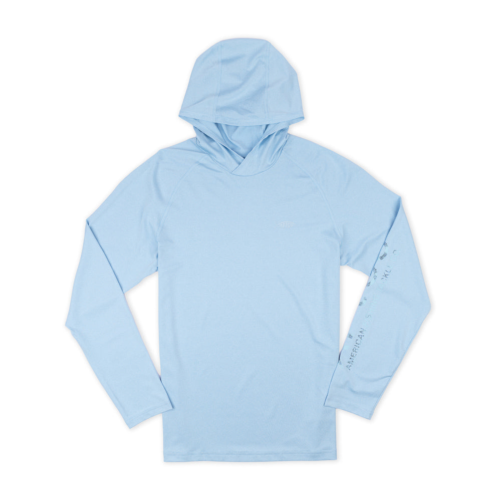 AFTCO Samurai LS Hoodie Tee - Airy Blue Heather