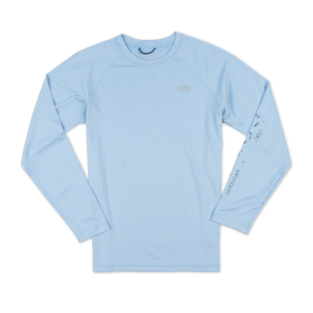 Youth AFTCO LS Samurai Tee - Airy Blue Heather