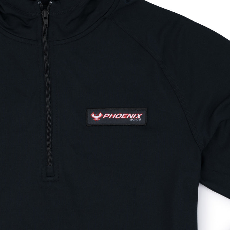 1/2 Zip Stretch Hoodie - Black