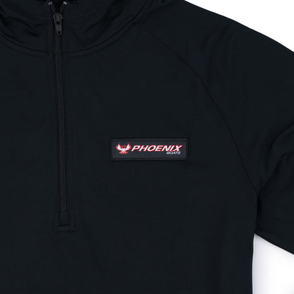 1/2 Zip Stretch Hoodie - Black