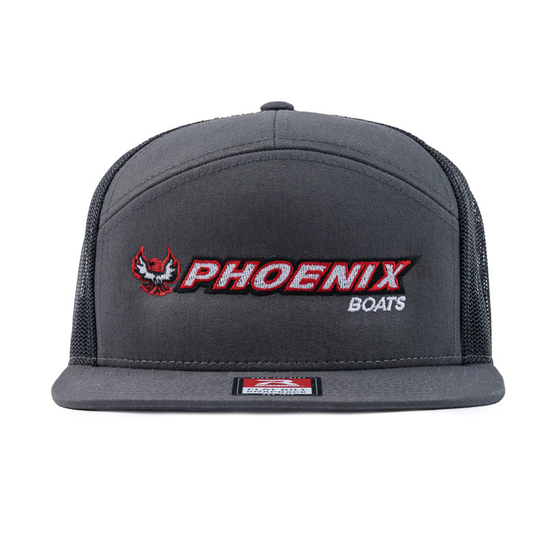 Richardson 7-Panel Flat Bill Cap - Charcoal / Black