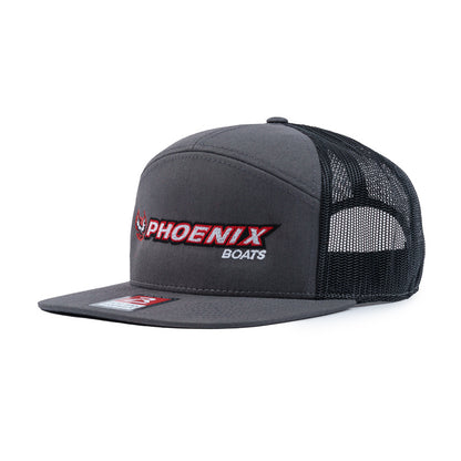 Richardson 7-Panel Flat Bill Cap - Charcoal / Black