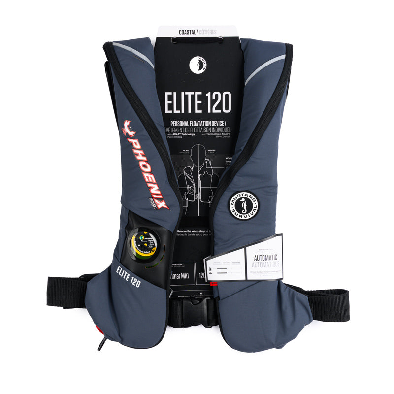 デオキシス 120HP フォトンブースト Mustang Elite 120 Inflatable PFD - Charcoal – Phoenix Boats Gear
