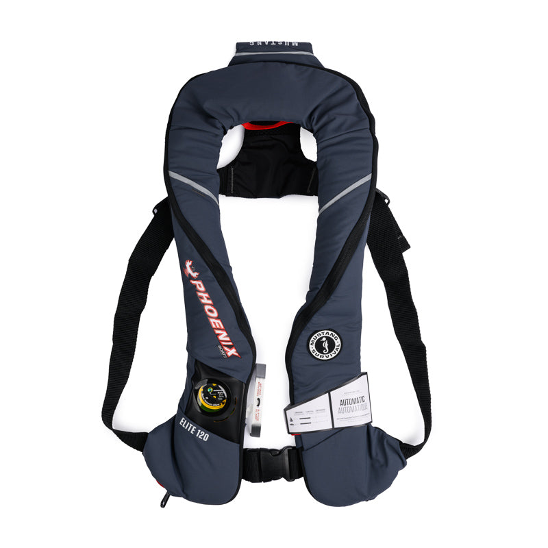 Mustang Elite 120 Inflatable PFD - Charcoal – Phoenix Boats Gear