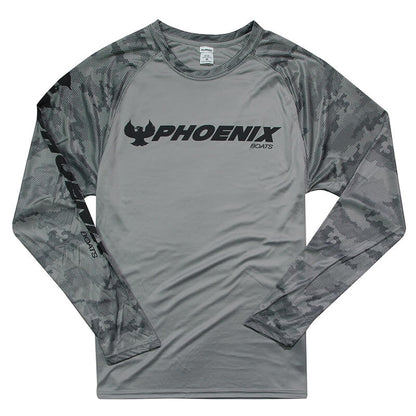 Offshore LS Camo Print Tee - Medium Gray