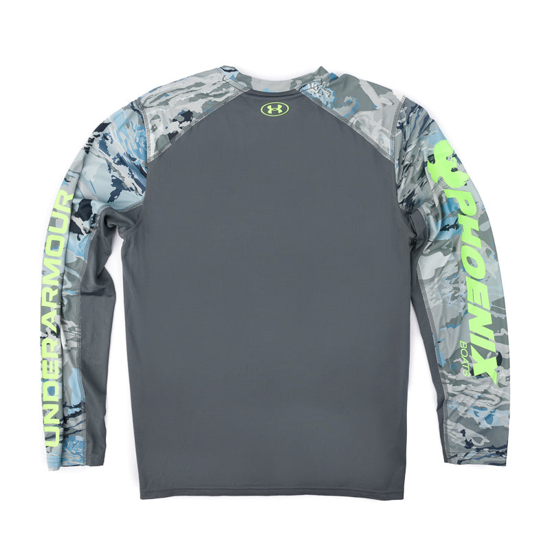 UA Shorebreak Camo LS Tee - Pitch Grey | Lime - CLEARANCE